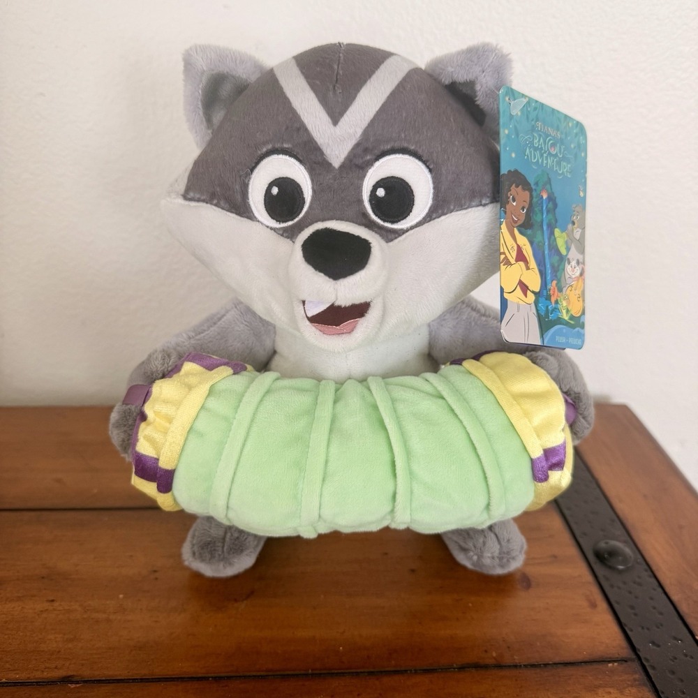 Disney Parks Tiana's Bayou Adventure Critter Apollo The Raccoon Plush Doll New